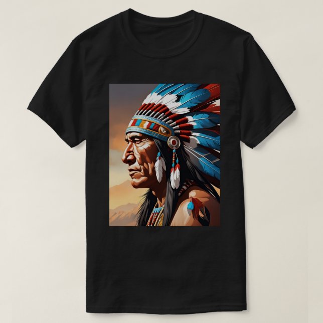 Camiseta Arte Indiana Nativa Americana (Frente do Design)