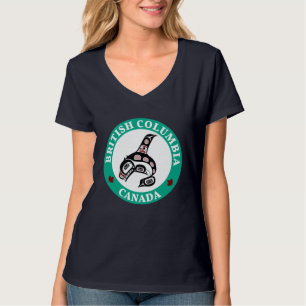 Camiseta Arte Indígena Americano Vermelho Preto Orca Baleia
