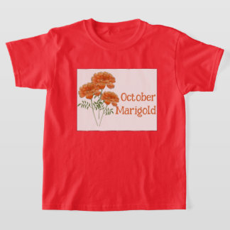 Camiseta Arte Infantil Flor de Marigold Aniversário de Outu