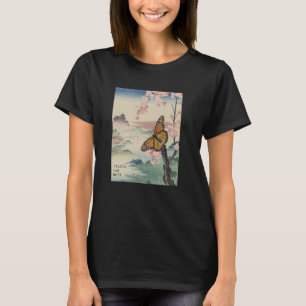 Camiseta Arte Japonês Borboleta Monarca Kyosai Antigo Japa