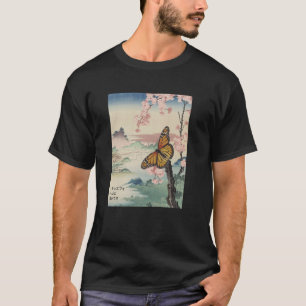 Camiseta Arte Japonês Borboleta Monarca Kyosai Vintage Japa
