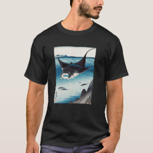 Camiseta Arte Japonês Raia Manta Kyosai Antiga Obra de Arte