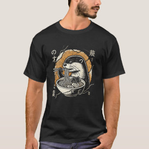 Camiseta Arte Japonesa em Caverna Amante de Macarrão Lontra