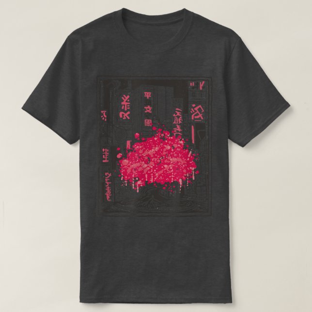 Camiseta Arte japonesa Kawaii Sakura Árvore Katana Anime Ma (Frente do Design)