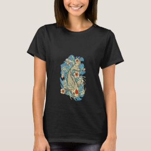 Camiseta Arte Japonesa Nishikigoi Peixes do Lago de Koi Fem