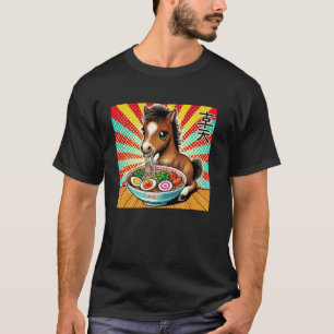 Camiseta Arte Japonesa Pop Amante de Macarrão Cavalinho Ram