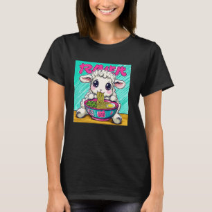 Camiseta Arte Japonesa Pop Amante de Macarrão Cute Cordeiro