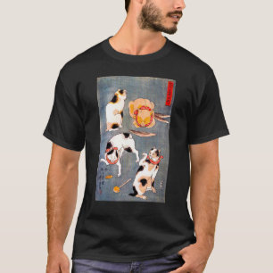Camiseta Arte Japonesa Posições de Gato, Tóquio Japão, Japo