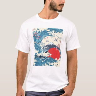 Camiseta Arte Japonesa Retro da Grande Onda de Hokusai