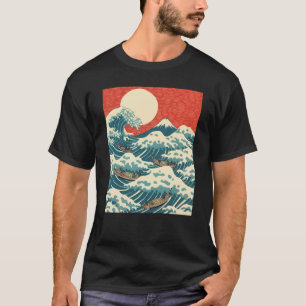 Camiseta Arte Japonesa Retro da Grande Onda de Hokusai
