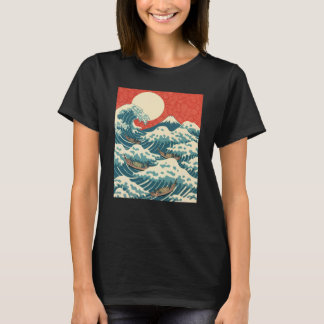 Camiseta Arte Japonesa Retro da Grande Onda de Hokusai