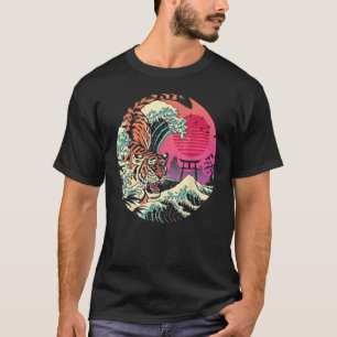 Camiseta Arte Japonesa Retro Rad Tiger Onda Kanagawa