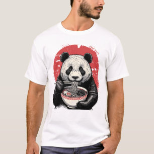 Camiseta Arte Japonesa Vintage de Panda Comendo Ramen