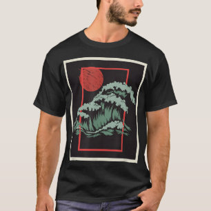 Camiseta Arte Japonesa Wave Block Retro Japan 