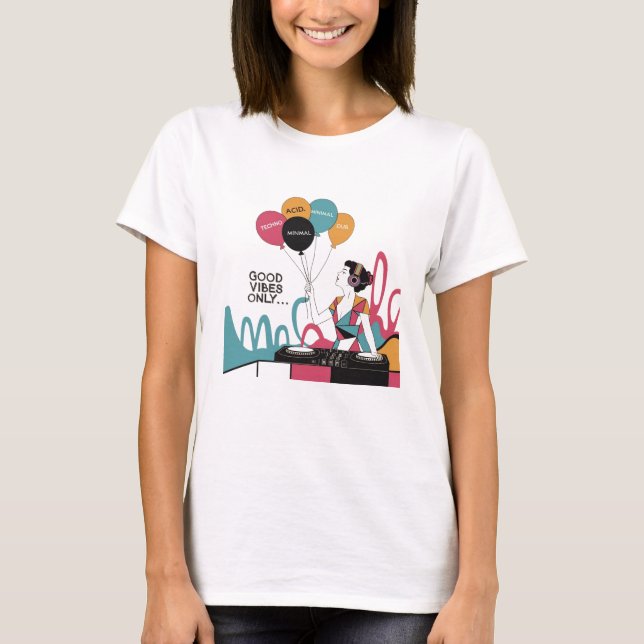 Camiseta Arte legal e Pop de uma garota dj (Frente)