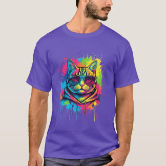 Camiseta Arte legal na Rua Cat - Gatinho do Neon Splash
