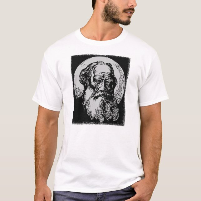 Camiseta Arte Léon Tolstói do vetor do expressionista (Frente)