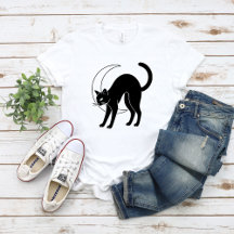 Arte Linear de Gato Preto e Lua Crescente