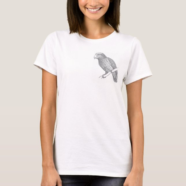 Camiseta Arte Linear de Papagaio (Cinza) Arte Refinada (Frente)