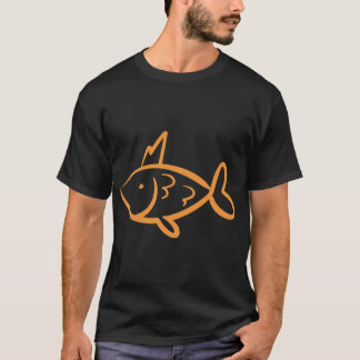 Camiseta Arte Linear de Peixe Rei Dourado, peixe dourado do