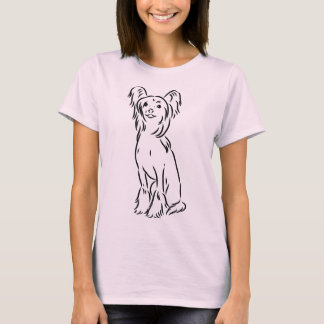 Camiseta Arte Linear do Cão Crestada Chinês