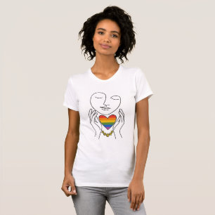 Camiseta Arte Linear Minimalista Orgulho Humano Coração Arc