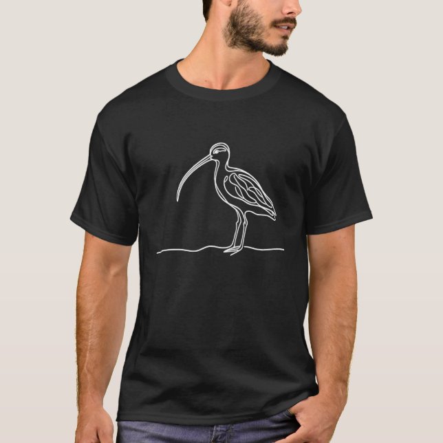 Camiseta Arte Linear Pássaro & Ornitologista Maçarico-de-bi (Frente)
