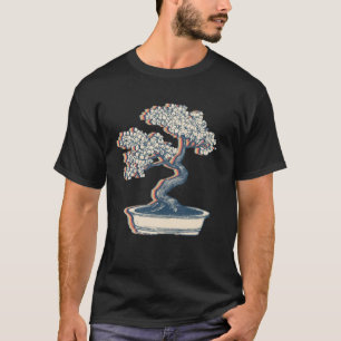 Camiseta Arte Linear Retro Planta Zen Japonesa Bonsai