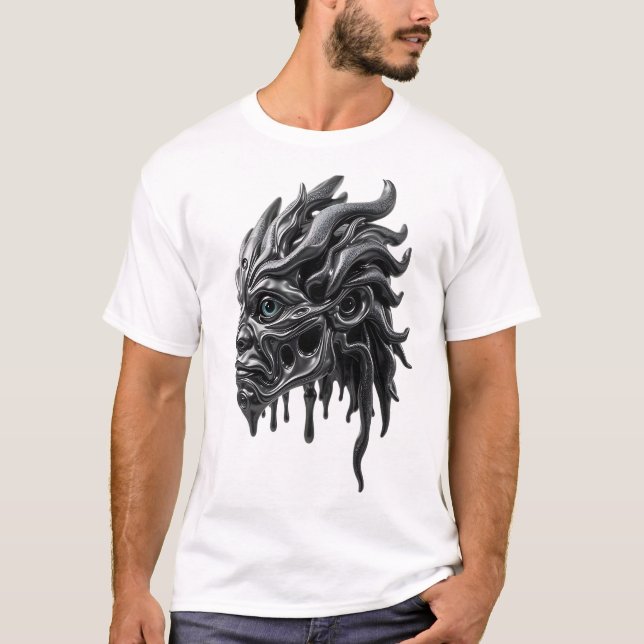 Camiseta Arte Líquida de Máscara Tribal (Frente)