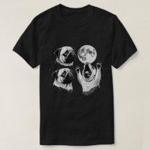 Arte Lunar de Pug Uivando Engraçado Celestial Vint