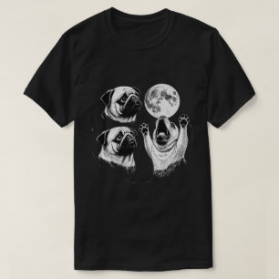 Camiseta Arte Lunar de Pug Uivando Engraçado Celestial Vint
