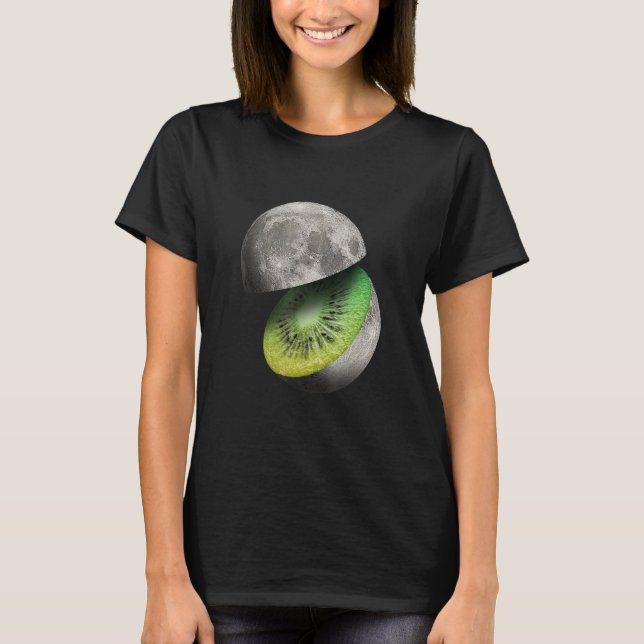 Camiseta Arte Lunar Fruta Criativa Kiwi Lua (Frente)