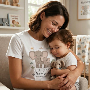 Camiseta Arte Macia do Dia das Mães para Bebê Elefante Mamã