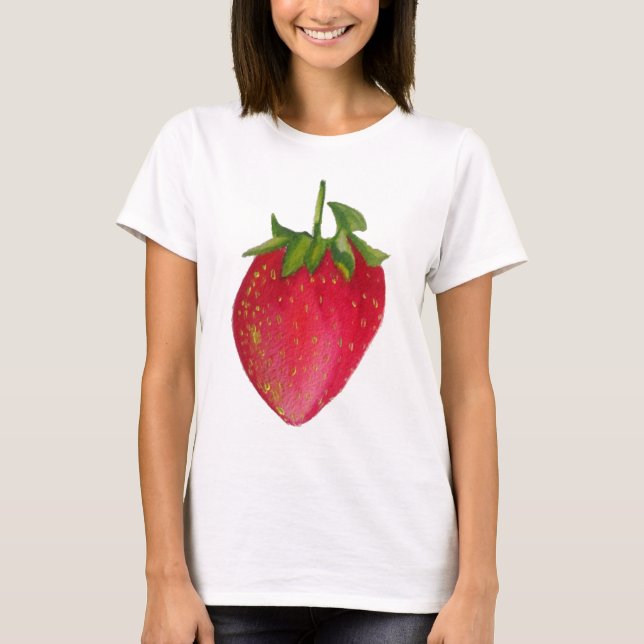 Camiseta Arte macro de fruta aquosa Juicy Strawberry (Frente)