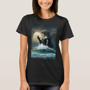 Camiseta Arte majestosa em onda O monstro Excelente de Kana