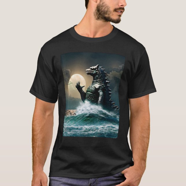 Camiseta Arte majestosa em onda O monstro Excelente de Kana (Frente)