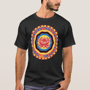 Camiseta Arte Mandala de Lótus Meditação para Paz e Ioga Fa