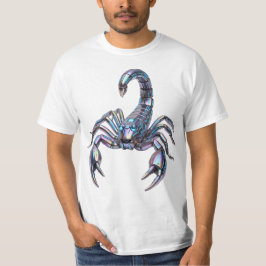Camiseta Arte Mecânica Escorpião Cibernético Iridescente