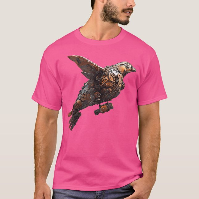 Camiseta Arte Mecânica Sci-Fi Steampunk Bird (Frente)
