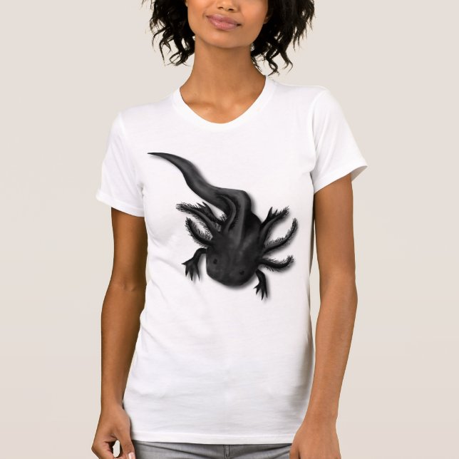 Camiseta Arte Melanóide Negra Axolotl (Frente)