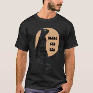 Camiseta Arte Minimalista Amante de Gato Retro Preto Pai