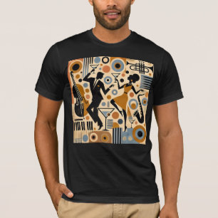 Camiseta Arte Minimalista da Era do Jazz de Meados do Sécul