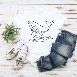 Camiseta Arte Minimalista de Baleia em Linha – Animal Marin