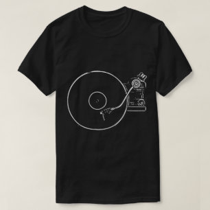 Camiseta Arte Minimalista de Tocador de Vinil
