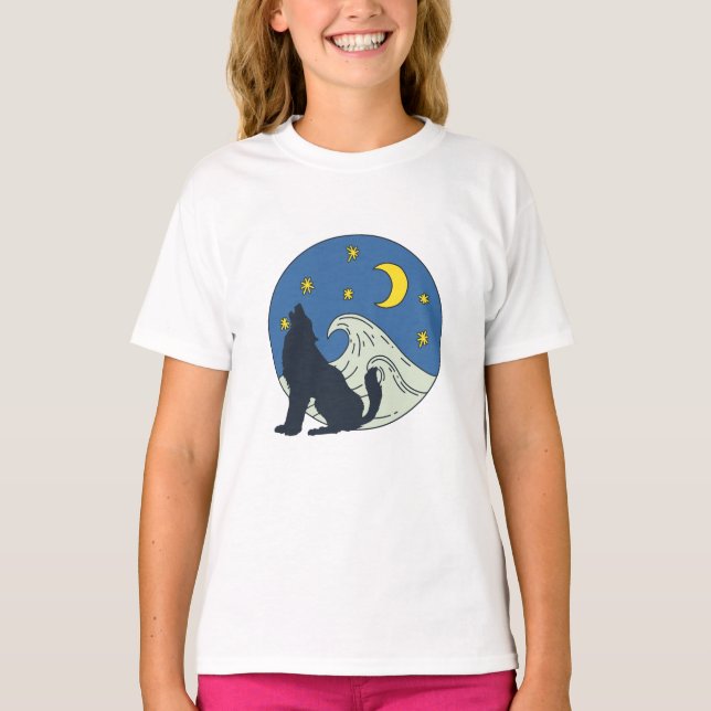 Camiseta Arte Mística do Lobo Celestial (Frente)
