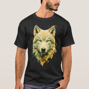 Camiseta Arte Mística Geométrica de Lobo Cósmico Animal