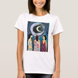 Camiseta Arte Mística   Mulheres olhando para a lua