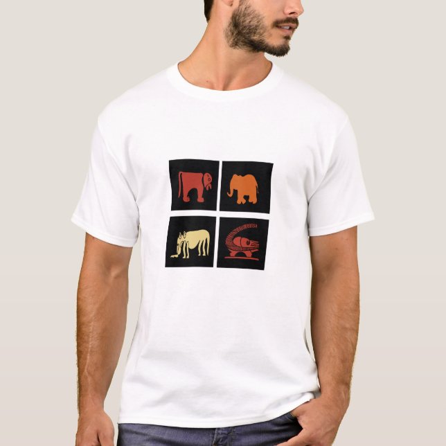 Camiseta Arte moderna abstrata com símbolos e motivos afric (Frente)