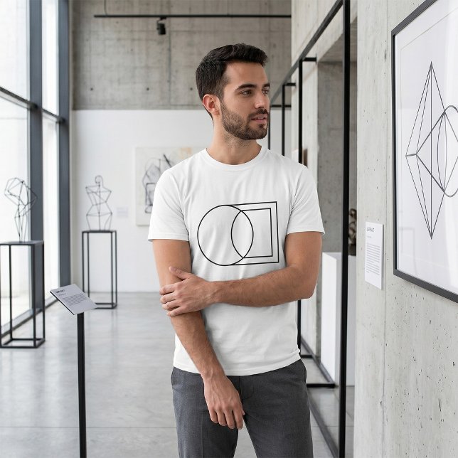 Camiseta Arte Moderna de Círculo Quadrado Abstrato  (Criador carregado)