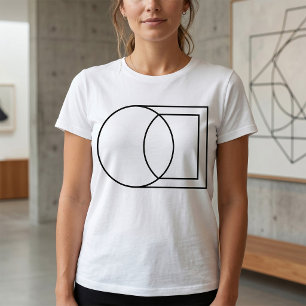 Camiseta Arte Moderna de Círculo Quadrado Abstrato